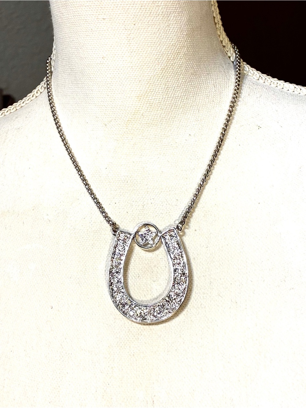 Western Horseshoe Pendant Necklace with Turquoise & Coral Accents - Picture 3 of 4